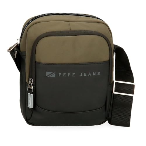 Pepe Jeans Jarvis Umhängetasche mittelgroß, grün, 17 x 22 x 8 cm, Kunstleder und Polyester, L by Joumma Bags, grün, Mittelgroße Umhängetasche von Pepe Jeans