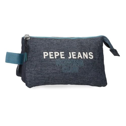 Pepe Jeans Joumma Bags by Joumma Bags, 3-teiliges Federmäppchen, Blau, 22 x 12 x 5 cm, Polyester, blau, Dreifaches Federmäppchen von Pepe Jeans