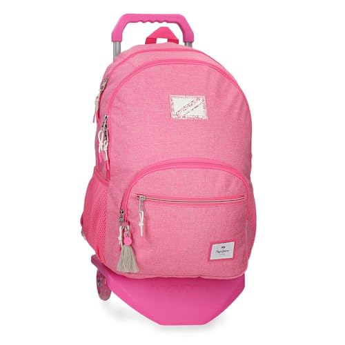 Pepe Jeans Luna Schulrucksack mit zwei Fächern und Trolley Rosa 32 x 44 x 22 cm, Polyester, 30,98 l von Pepe Jeans