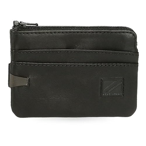 Pepe Jeans Marshal Geldbörse mit Kartenfach, Schwarz, 11 x 7 x 1,5 cm, Leder, Schwarz, Talla única, Geldbörse mit Kartenhalter von Pepe Jeans