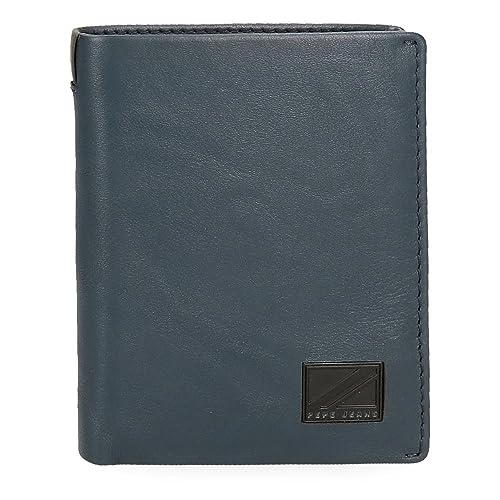 Pepe Jeans Marshal Vertikale Geldbörse mit Geldbörse, Blau, 8,5 x 10,5 x 1 cm, Leder, blau, Talla única, Vertikale Geldbörse mit Geldbörse von Pepe Jeans