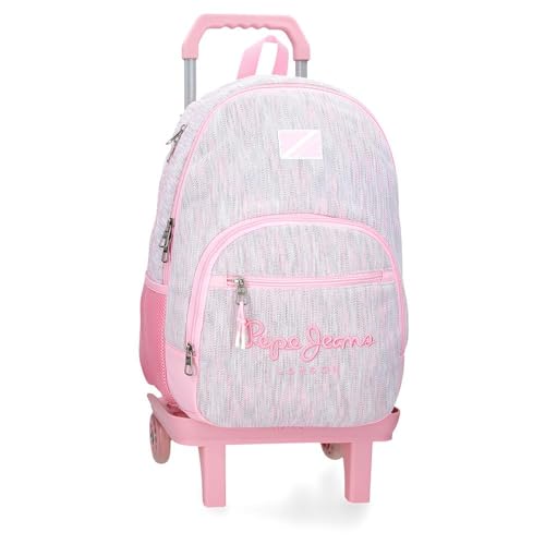 Pepe Jeans Miri Schulrucksack mit Trolley, Rosa, 32 x 44 x 22 cm, Polyester, 30,98 l, Rosa, Schulrucksack mit Trolley von Pepe Jeans