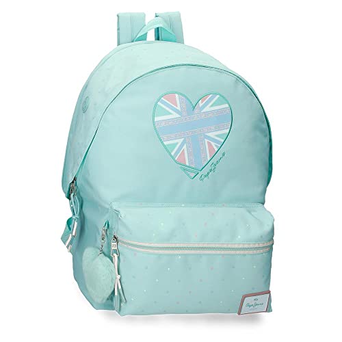 Pepe Jeans Nerea Laptop-Rucksack mit zwei Fächern, 15,6 Zoll, Blau, 31 x 44 x 15 cm, Polyester, 23,87 l von Pepe Jeans