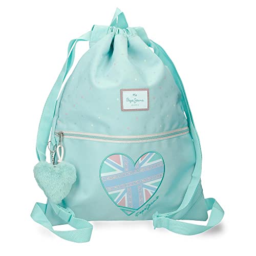 Pepe Jeans Nerea Blauer Sack-Rucksack mit Reißverschluss 35 x 46 cm Polyester von Pepe Jeans