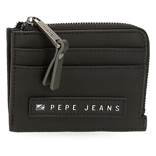 Pepe Jeans Piere Kartenetui Schwarz 11,5 x 8 x 1,5 cm Kunstleder, Schwarz , kartenfaecher von Pepe Jeans
