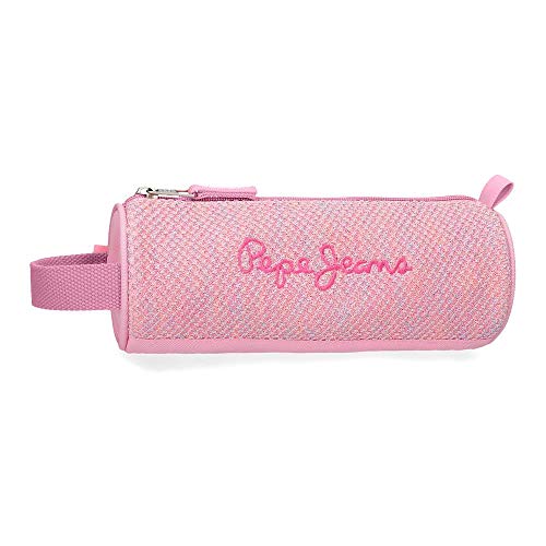 Pepe Jeans Rose Rundes Federmäppchen Rosa 23x9x9 cms Polyester von Pepe Jeans