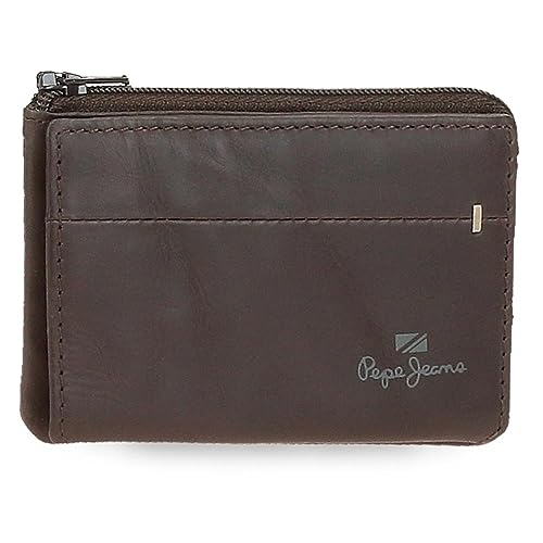 Pepe Jeans Staple Geldbörse mit Kartenfach, Braun, 11 x 7 x 1,5 cm, Leder, braun, Talla única, Geldbörse mit Kartenhalter von Pepe Jeans