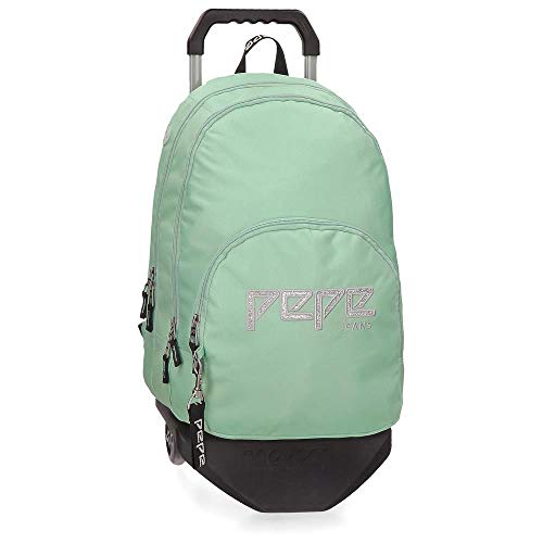 Pepe Jeans Uma Doppelfach-Rucksack mit Trolley Grün 32x44x22 cms Polyester 20.46L von Pepe Jeans