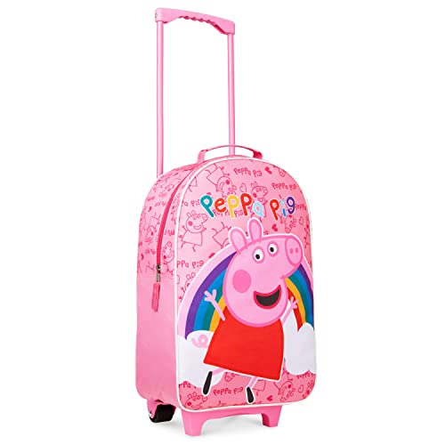 Peppa Pig Trolley Kinder | Kinder Koffer für Mädchen | Reisekoffer Madchen Jungen mit Ausziehbarer Griff, Hauptfach + Zwei Räder Handgepäck | Geeignet für die Urlaub Reise von Peppa Pig