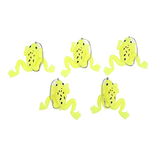 Froschköder, 5 Stück Lebensechte Froschköder Zum Angeln, Künstlicher Froschköder, Weicher, Flexibler Künstlicher Gummi-Froschköder mit Haken (Fluoreszierendes Gelb) von PerGar