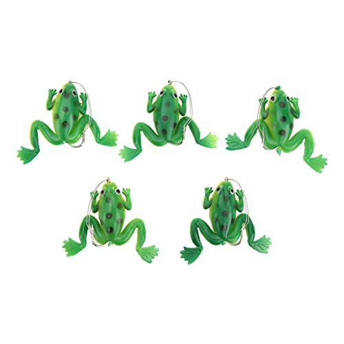 Froschköder, 5 Stück Lebensechte Froschköder Zum Angeln, Künstlicher Froschköder, Weicher, Flexibler Künstlicher Gummi-Froschköder mit Haken (Grün) von PerGar