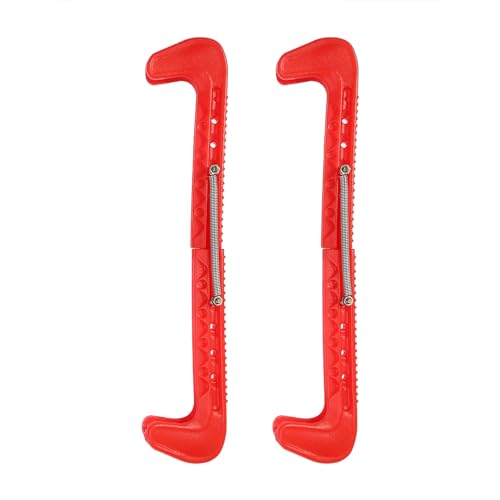 Schlittschuh-Kufenschutz, 1 Paar, 7 Farben, Kunststoff, Eishockey-Schlittschuh-Kufenschutz, Hockey-Kufenschutz, Verstellbare Schlittschuh-Abdeckungen (Rot) von PerGar