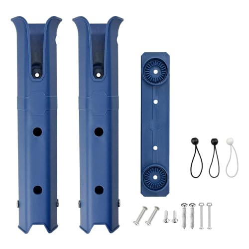 Perfeclan 2 Rohrrutenhalter, verstellbare Seitenmontage mit Bungee-Seilen, Stift mit Befestigungsschrauben, Angelrutenhalter für Anhänger , Blau von Perfeclan