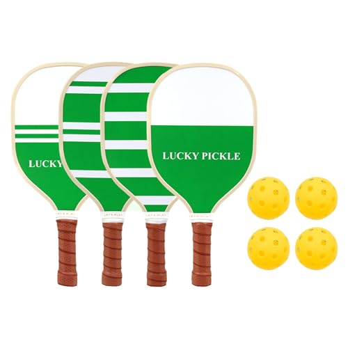 Perfeclan 4 Stück Pickleball-Paddel aus Holz, Pickleball-Schläger und Ball, professionelle Pickleball-Schläger für Turniersport, Erwachsene und Kinder von Perfeclan