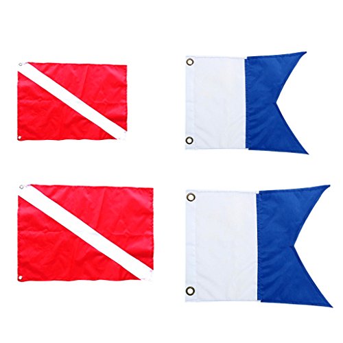 Perfeclan 4 Stücke Taucher Unten Flagge, Outdoor Boot Flagge, Tauchflagge, Maritime Signal Flagge von Perfeclan