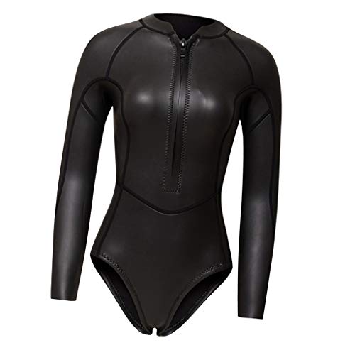 Perfeclan Damen Sport Badeanzug Bauchweg Schwimmanzug Langarm Sportanzug aus Neopren, Schwarz, M von Perfeclan