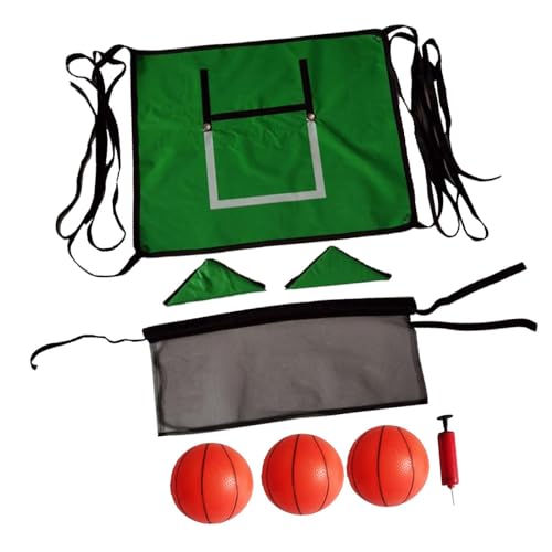 Perfeclan Mini-Basketballkorb für Trampolin-Basketballständer, Abnehmbarer zum Dunking, einfach zu montieren, leichtes Backboard, grün, mit DREI Bällen von Perfeclan