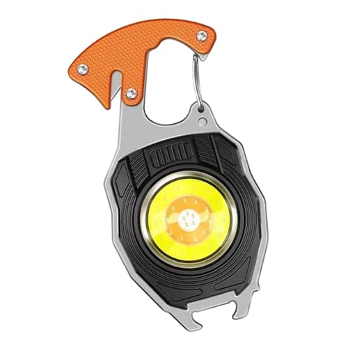 Perfeclan Mini-Schlüsselanhänger, Taschenlampe, Schlüsselanhänger, magnetisch, langlebig, Taschenlampe, Schlüsselanhänger, Licht, Notlicht für Wandern, Outdoor, Orange von Perfeclan