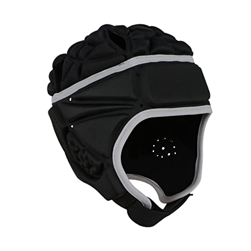 Perfeclan Rugby Helm Kinder, Gepolsterte Kopfbedeckung Rugby Helm Fußball Scrum Cap, Ultraleichter Rugby Kopfschutz Fußball Kopfbedeckung für Hockey Fußball Rugby, Schwarz-51cm von Perfeclan