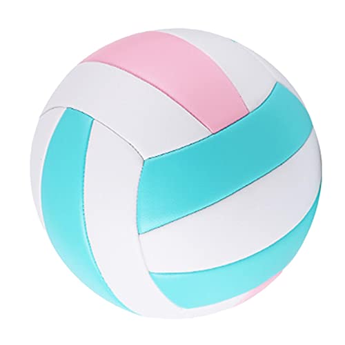 Perfeclan Standardgröße 5 Indoor Volleyball Weicher Freizeitball mit Ballpumpe Spielpool Gym Teenager, Rosa Grün Weiß von Perfeclan