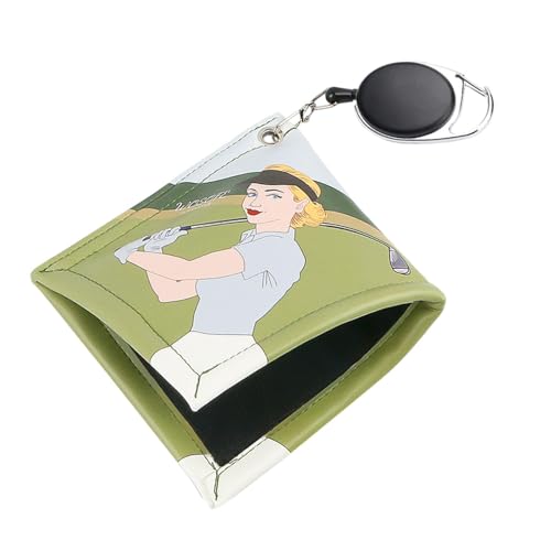 Perfeclan Tragbarer Golfball-Schlägerreiniger, Nass-/Trocken-Golfball-Waschtuch mit dehnbarem Umhängeband von Perfeclan
