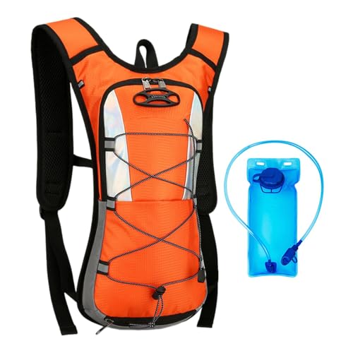Perfeclan Trinkrucksack mit 2 l Wasserblase, Wasser-Tagesrucksack, Leichter Wasserrucksack zum Laufen, Outdoor-Sport, Wandern, Camping , Orange von Perfeclan