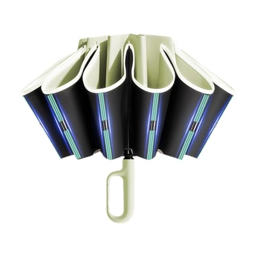 perfeclan Automatischer Taschenschirm mit Hakengriff, tragbarer 60-Rippen-Sonnenschirm, Grün von Perfeclan