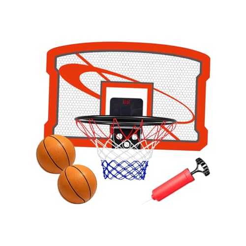 perfeclan Basketballkorb mit elektronischer Anzeigetafel, vielseitig einsetzbar, einfach zu installierendes Basketballbrett, Outdoor-Sport für Kinder, Teenager, Rot von Perfeclan