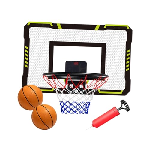 perfeclan Basketballkorb mit elektronischer Anzeigetafel, vielseitig einsetzbar, einfach zu installierendes Basketballbrett, Outdoor-Sport für Kinder, Teenager, Schwarz von Perfeclan