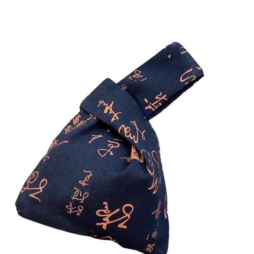 perfeclan Knotentasche mit chinesischem Kalligraphie-Muster, Geschenk, leichte Handgelenktasche für Straßenparty, Blau von Perfeclan