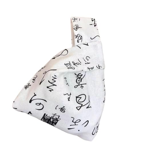 perfeclan Knotentasche mit chinesischem Kalligraphie-Muster, Geschenk, leichte Handgelenktasche für Straßenparty, cremefarben von Perfeclan