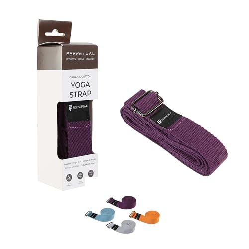 PERPETUAL Yoga-Gürtel – 1 Stück – 4 Farben – Gurt für Haltungen und Asanas, Schnalle aus Stahl, 100 % Bio-Baumwolle, Fitness und Pilates, 180 cm x 3,2 cm von Perpetual