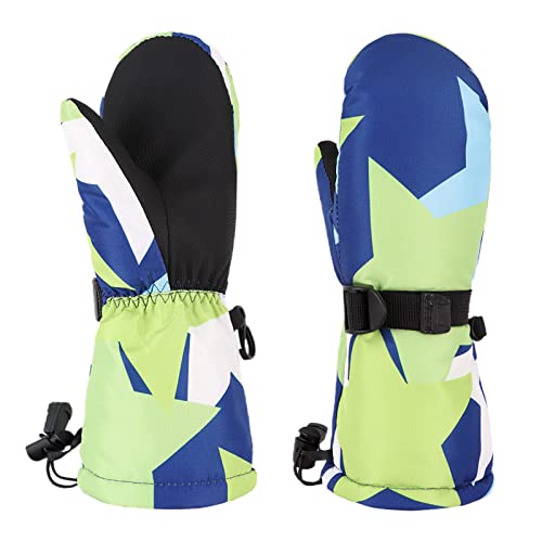 Pesaat Handschuhe Kinder Winter Jungen Wasserdicht Skihandschuhe Wärmende Fingerhandschuhe Mit Dinosaurier Fausthandschuhe (Stern, 4-6 Jahren) von Pesaat