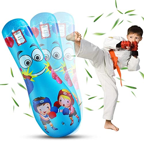 Aufblasbarer Boxsack für Kinder, freistehend, für Kinder, Jungen und Mädchen, zum Üben von Karate, Taekwondo, Training und Stressabbau von Pesine