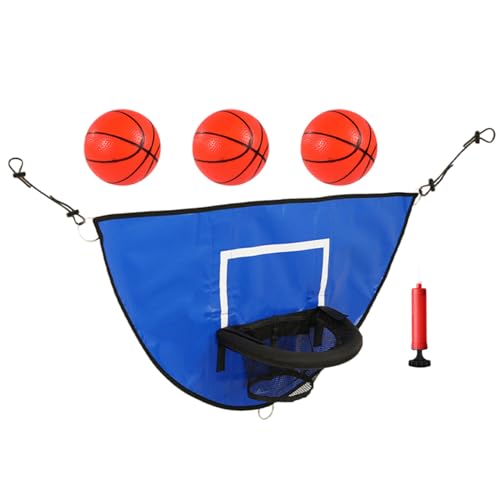 Basketball Hoop für Trampolin wasserdichte Mini Basketball Hoop Wand Trampolin Basketball Befestigung mit 3 Kugeln und Inflator für alle Altersblau von Pesoncarl
