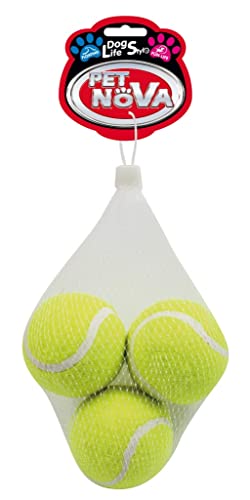 Pet Nova Tennisbälle Quietschen 6cm, 3er Set, Preis für 3 Stück, Tennis-SOUNDBALL-3 von Pet Nova