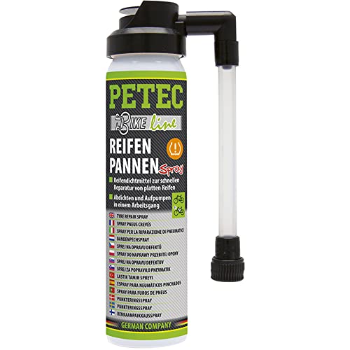 PETEC Pannenspray Fahrrad Reifen Dichtmittel Fahrradschlauch 75ml Spray Bike. Sofortige Pannenhilfe ohne Werkzeug. Für alle Ventile und Fahrradreifen 70575 von PETEC