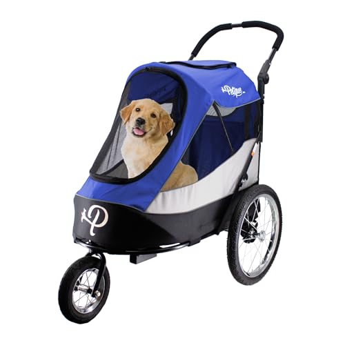 Petique Trailblazer Jogger, Dog Cart for Medium Size Pets, Ventilated Pet Stroller for Cats & Dogs, Blue von Petique