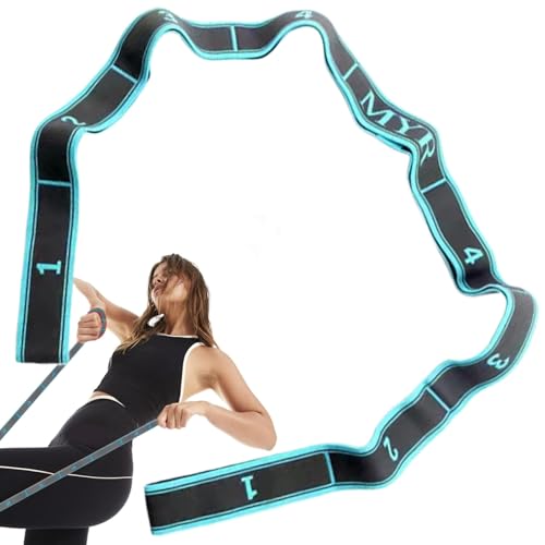 Pettaku Yoga -Gurt -Stretching -Training -Gurt 9 Loops Elastizbänder Flexible Gurt -Übungsbänder mit Zahlenspuren für Yoga-, Tanz- und Gymnastikübung 39.4x1,4 Zoll von Pettaku