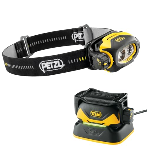 Petzl PIXA3R 90 - Pixa 3R, Wiederaufladbare Stirnlampe, ATEX Zone 2 (UK-Version), Schwarz/Gelb von PETZL