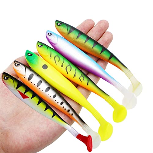 6 Stück Angelköder, Kunstköder, Angelköder Kit, Gummifisch Köder für Raubfisch, Hecht, Zander, Barsch, Wels, Verschiedene Fische von Peuirre