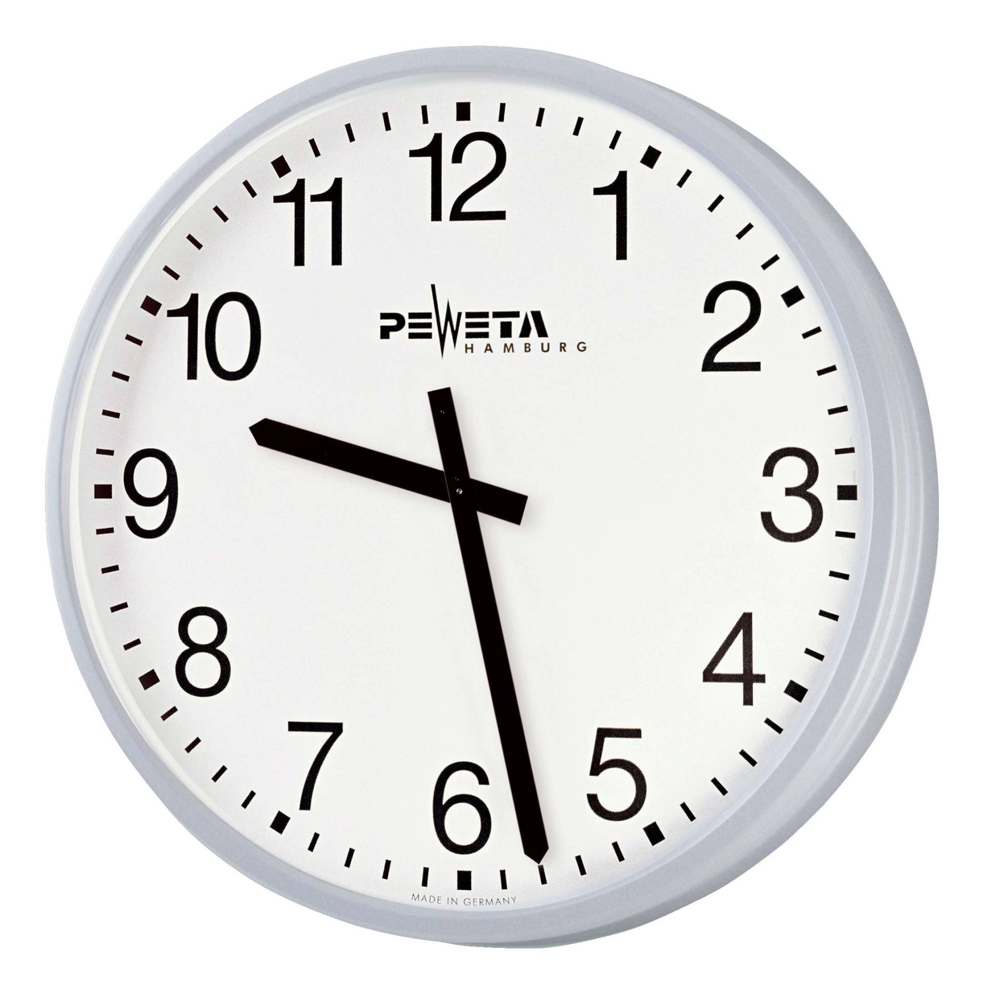 Peweta Wanduhr Großraum, ø 52 cm, Batteriebetrieb, Feuchtraumausführung, Zifferblatt DIN-Balken von Peweta