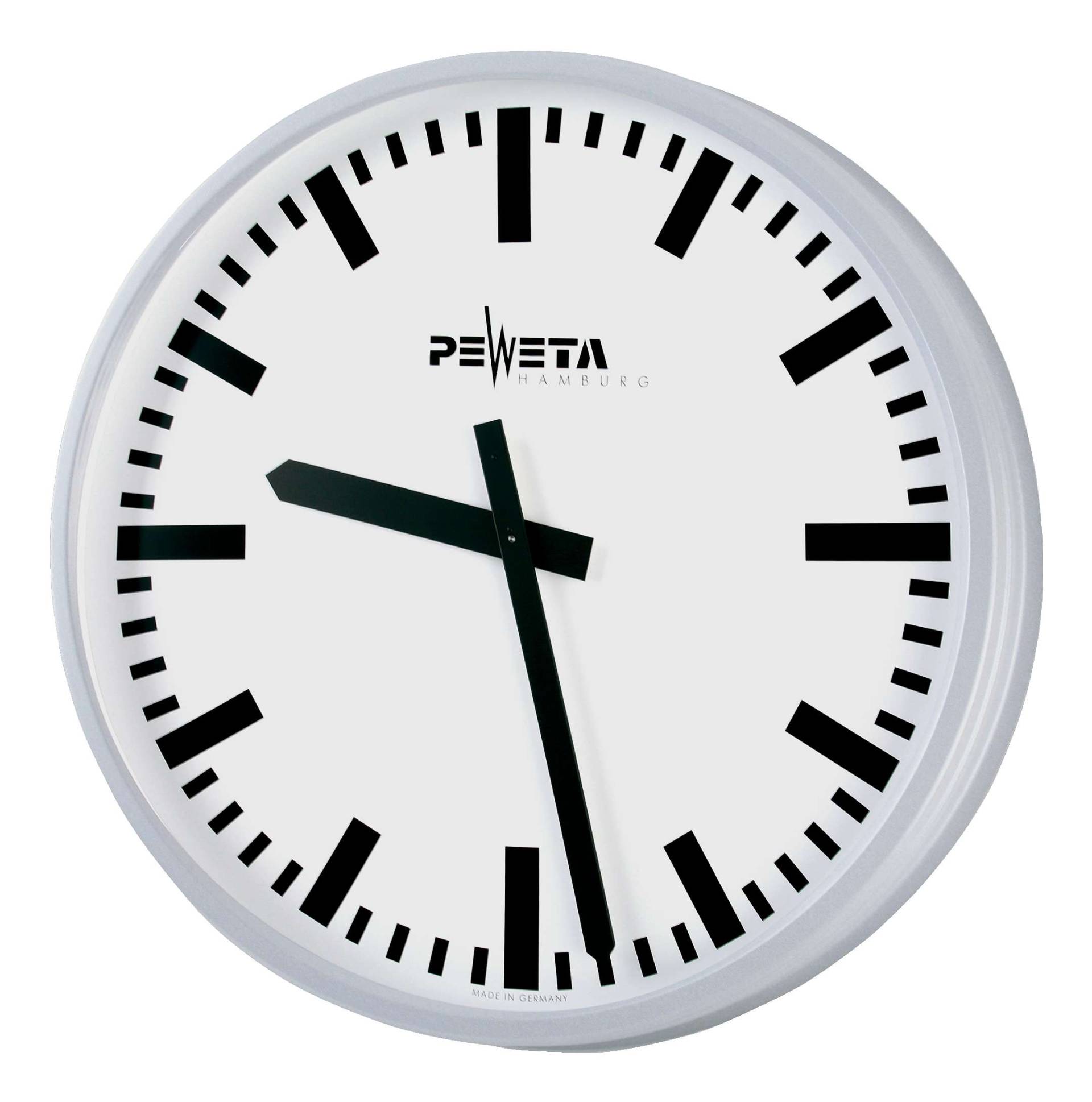 Peweta Wanduhr Großraum, ø 52 cm, Batteriebetrieb, Standard, Zifferblatt DIN-Balken von Peweta