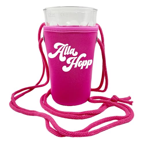 Alla HOPP Dubbeglashalter (Pink) - Passend für 0,5 L Dubbeglas - Pfälzer Schorlehalter zum Umhängen von Pfalz Schorle Edition