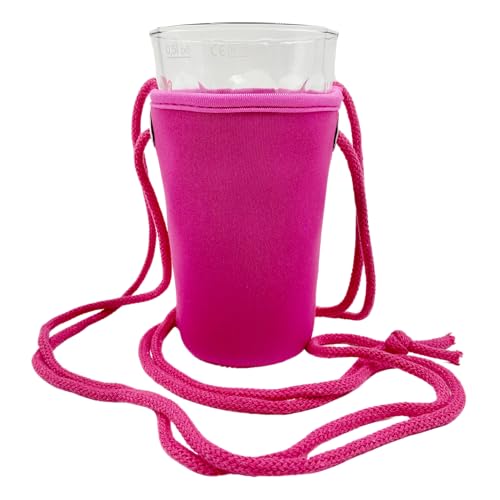 Dubbeglashalter ohne Aufdruck (Pink) - Passend für 0,5 L Dubbeglas - Pfälzer Schorlehalter zum Umhängen von Pfalz Schorle Edition
