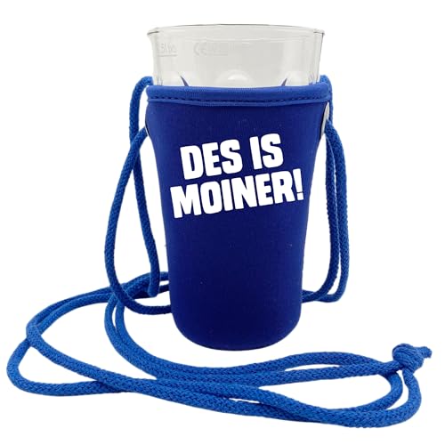 des is MOINER! Dubbeglashalter (Blau) - Passend für 0,5 L Dubbeglas - Pfälzer Schorlehalter zum Umhängen von Pfalz Schorle Edition