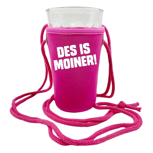 des is MOINER! Dubbeglashalter (Pink) - Passend für 0,5 L Dubbeglas - Pfälzer Schorlehalter zum Umhängen von Pfalz Schorle Edition