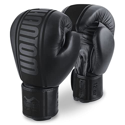 Phantom Boxhandschuhe MT-PRO | MMA Muay Thai-Boxing Gloves | 12 oz Männer Damen - Blackout von Phantom Athletics