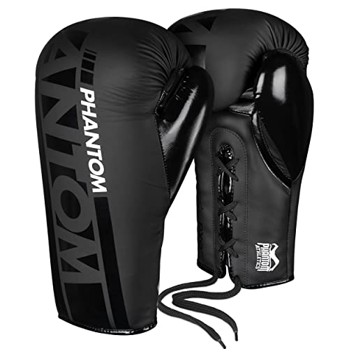 Phantom Schnür-Boxhandschuhe APEX | MMA Boxing Gloves | 10-16 oz | Schnürung (Apex - Schwarz, 10 Oz) von Phantom Athletics