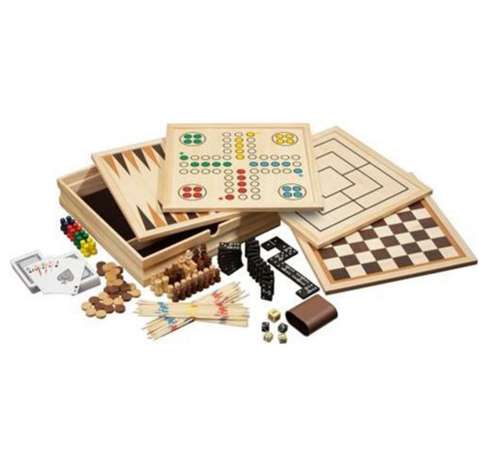 Philos Spielesammlung, medium 3098, 10 Spielmöglichkeiten, Brettspiele, Holz von Philos